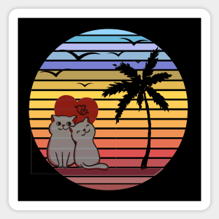 cute cat vintage retro style| cats lovers| cats lover,cat retro vintage sunset rainbow| Sticker